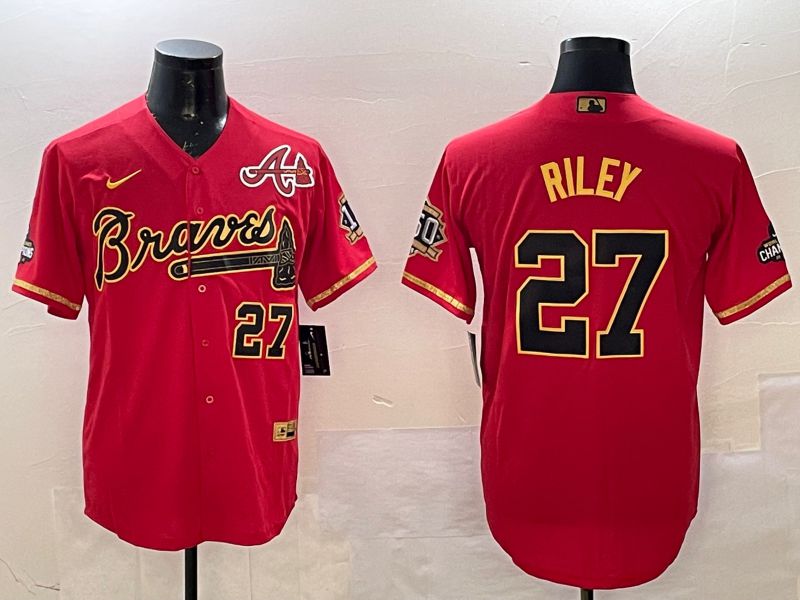 Men Atlanta Braves #27 Riley Red Gold Game Nike 2025 MLB Jersey style 2